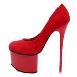 Red Suede Platforms Stiletto Super High Heels Shoes
